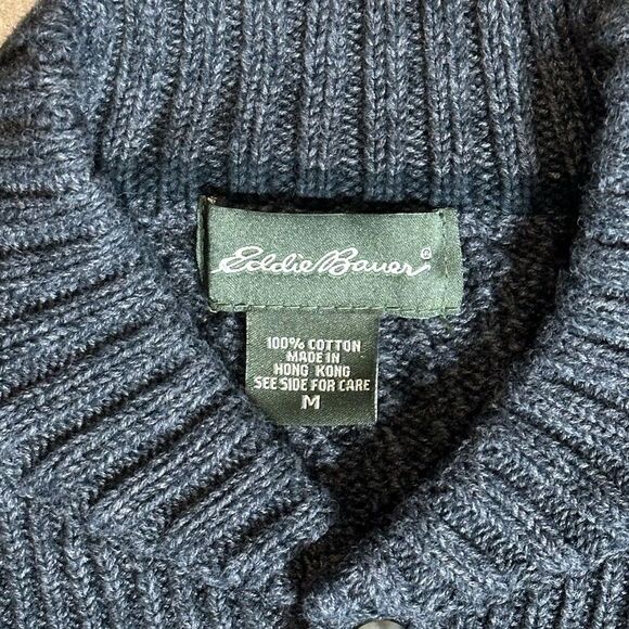 Eddie Bauer Sweater 100% Cotton Heavy Knit Henley Mens Medium - Picture 2 of 9